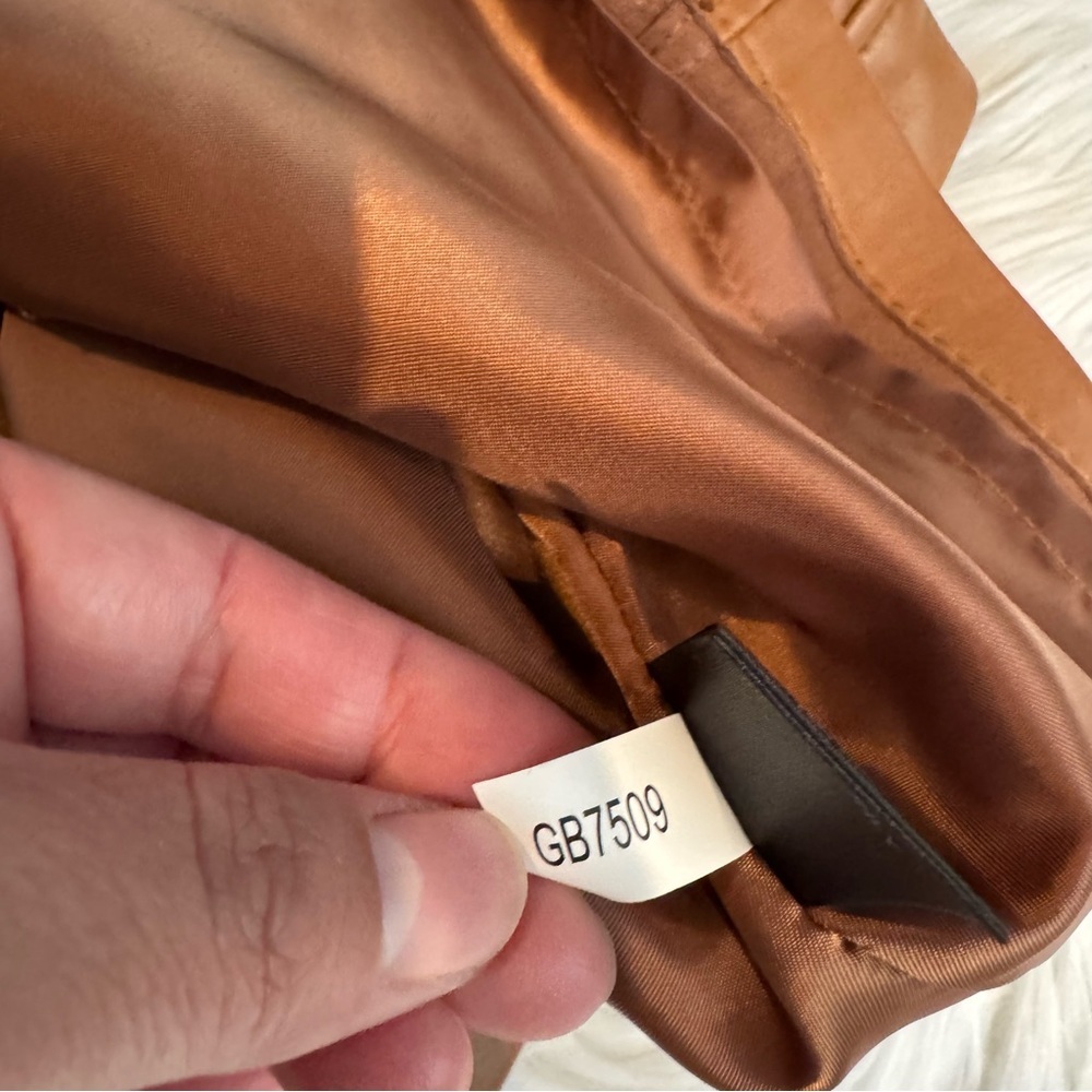 Gianni Bini Women’s Genuine Leather Mini Skirt Tan Brown Lined XS Zip Back - Picture 5 of 11